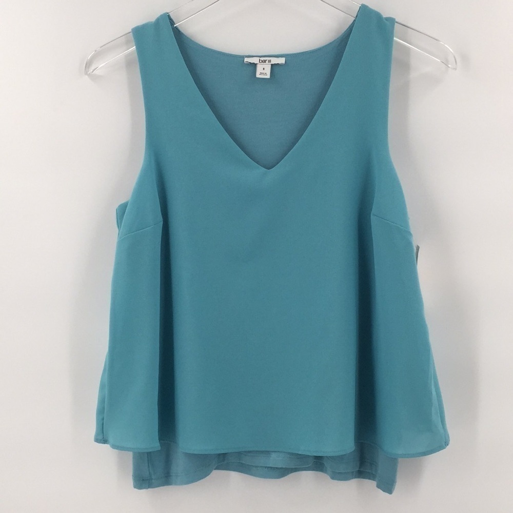 Nwt Bar III Split Back Layered Tank Top Blue Sm